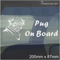 Pug Dog On Board Sticker-Car,Van-Window Sign